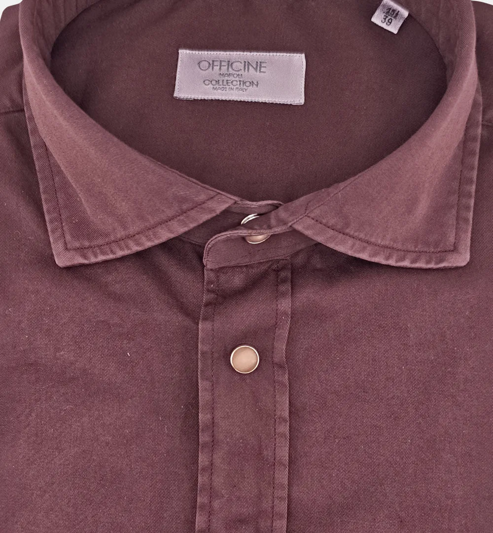 Officine Napoli Niko 1379 164 overhemd bordeaux katoen