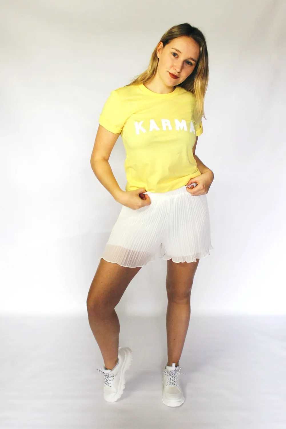 LOVEDRUNKY Karma T-shirt geel katoen