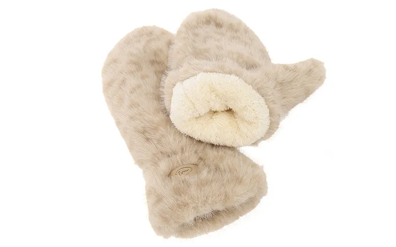 Amiek Chatel wanten naturel panter faux fur one size
