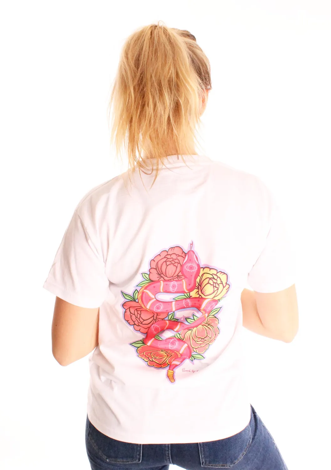 LOVEDRUNKY Snake Pastel T-shirt Wit met snakeprint