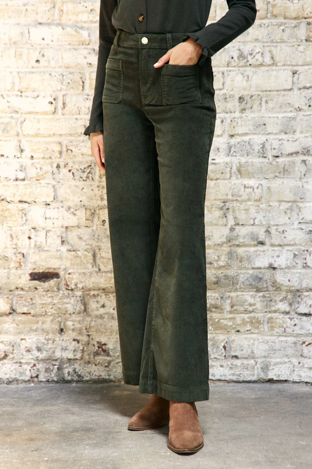 La Petite Etoile Atlanty broek kaki wijd ribfluweel