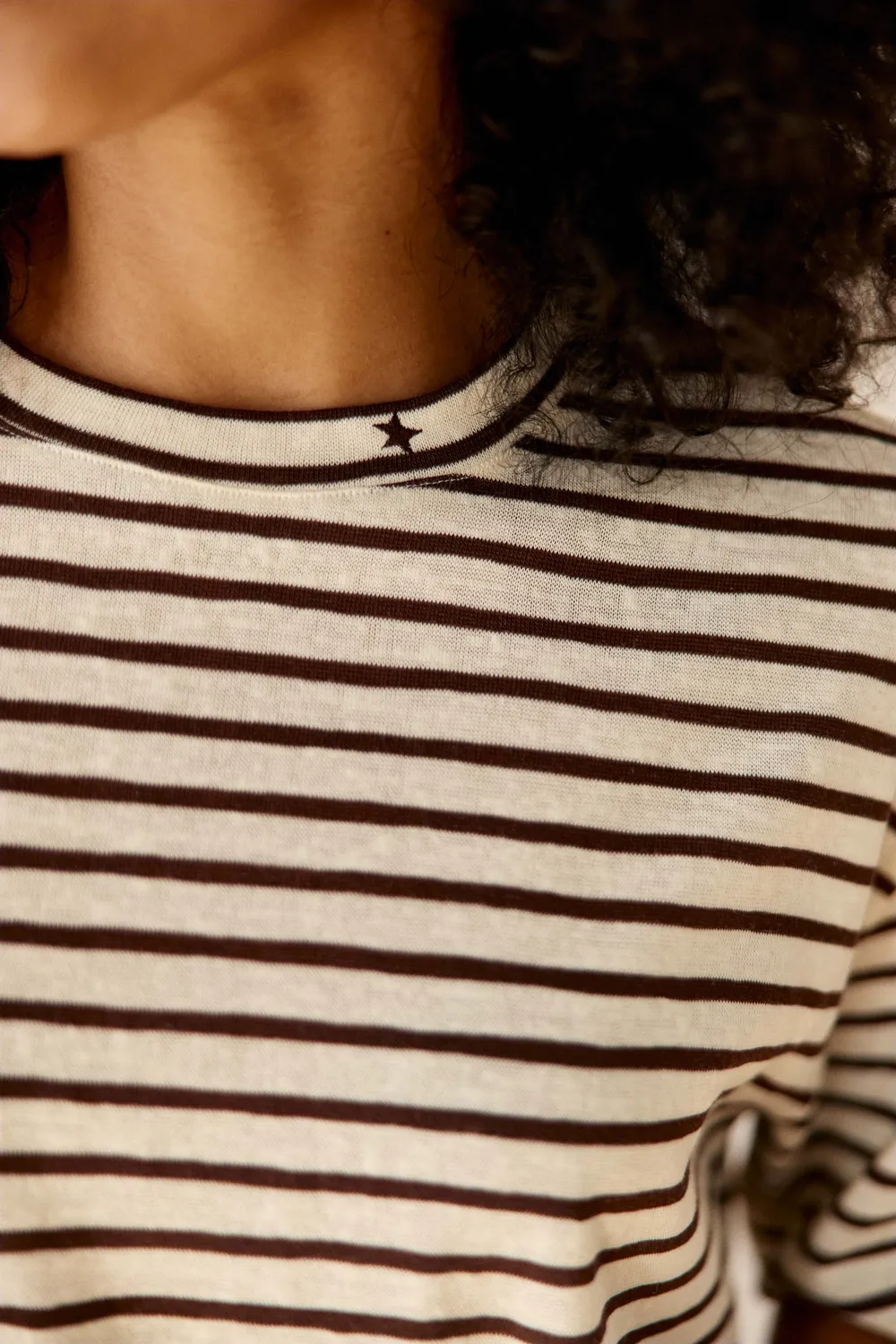 La Petite Etoile Tais T-shirt ecru marinière oversize