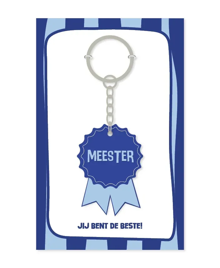 Amiek Meester sleutelhanger blauw PVC