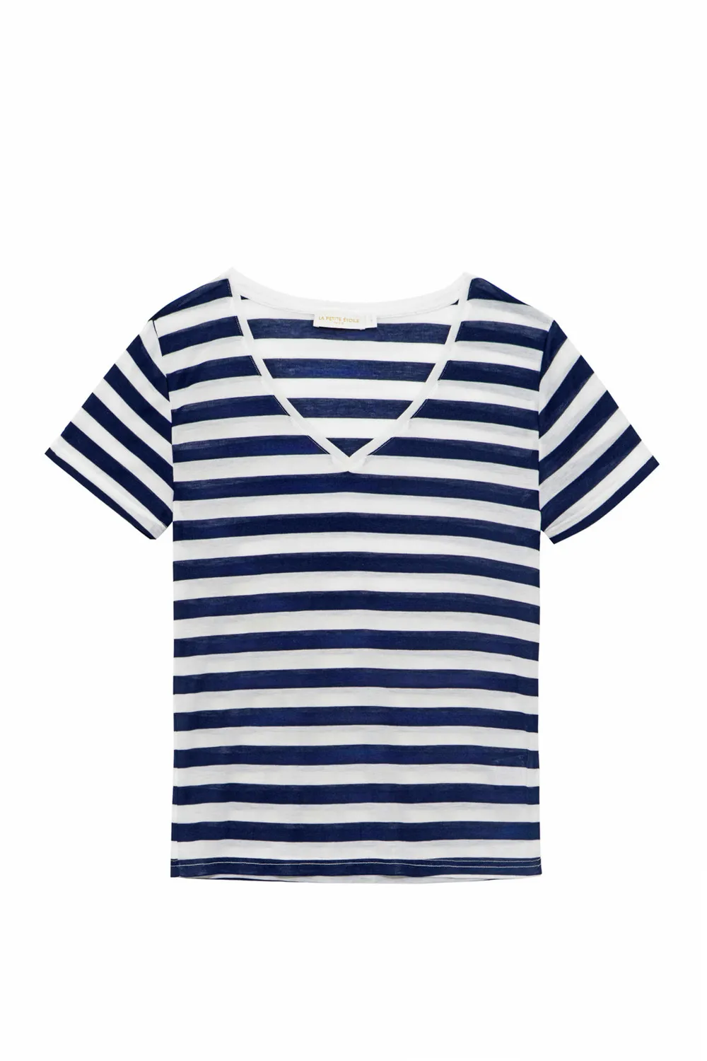 La Petite Etoile Elvie marinière T-shirt ecru marine