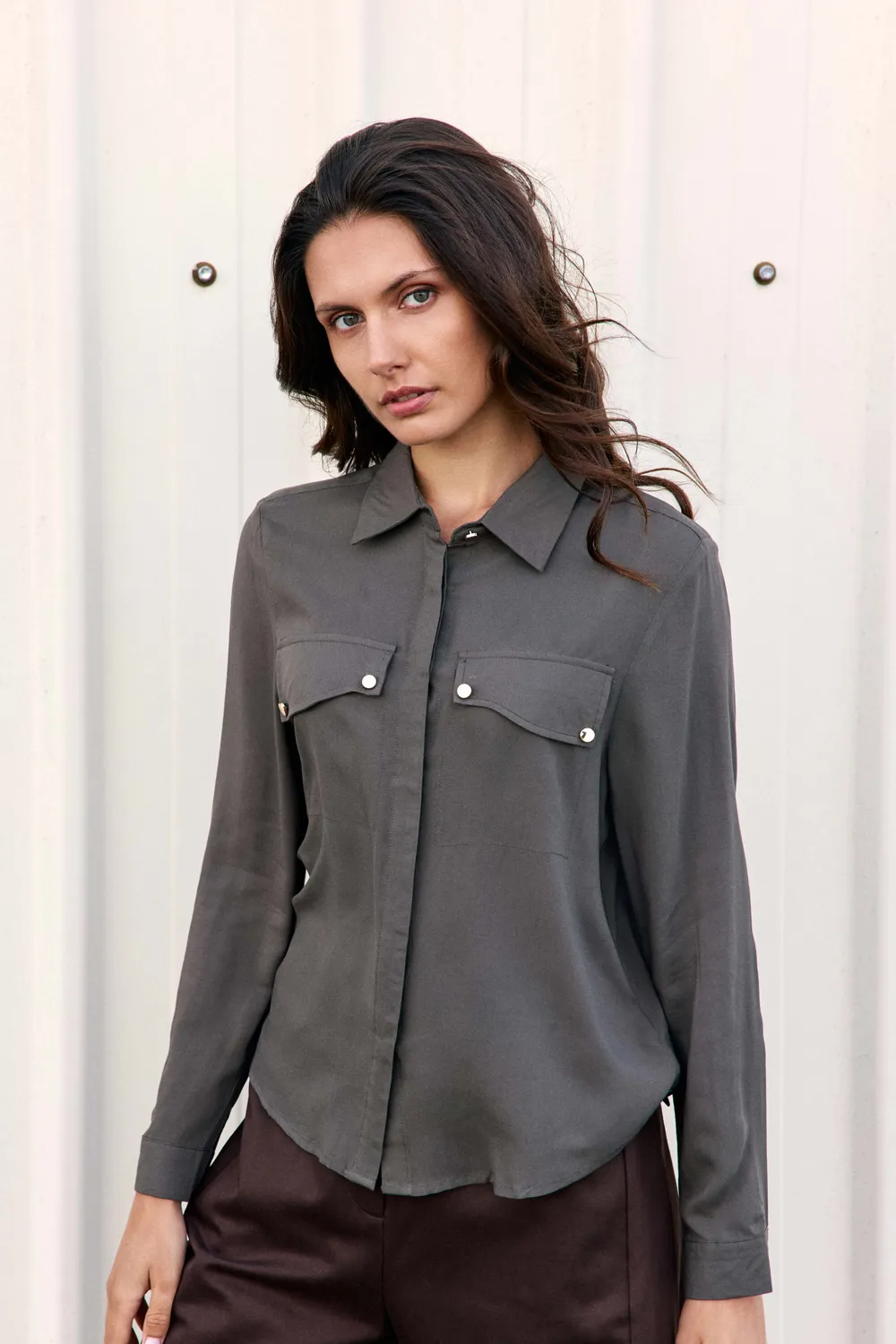 La Petite Etoile Ceres blouse kaki lange mouw soepel