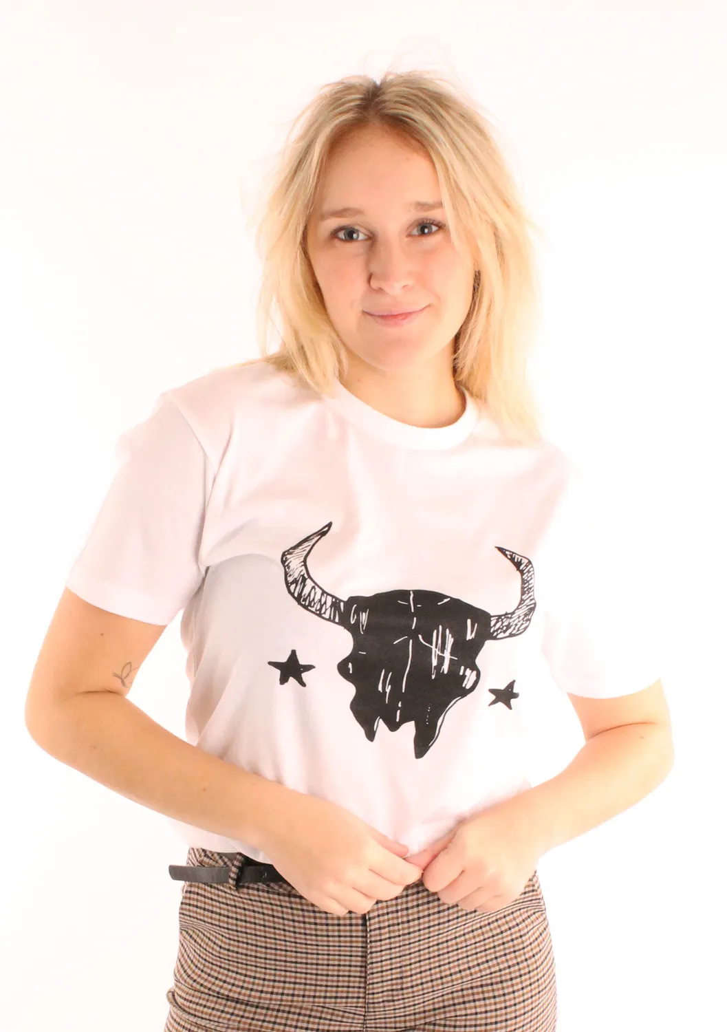 LOVEDRUNKY Stars & Skull Wit t-shirt print