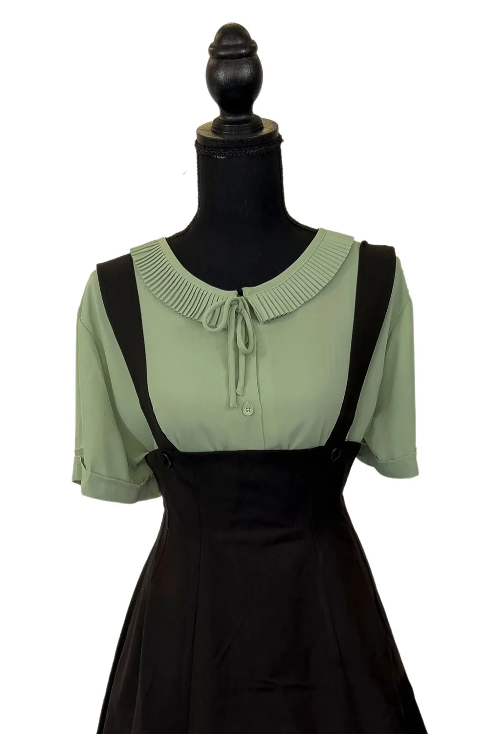 Tatyana Ingrid Retro Blouse blouse zwart strikkraag