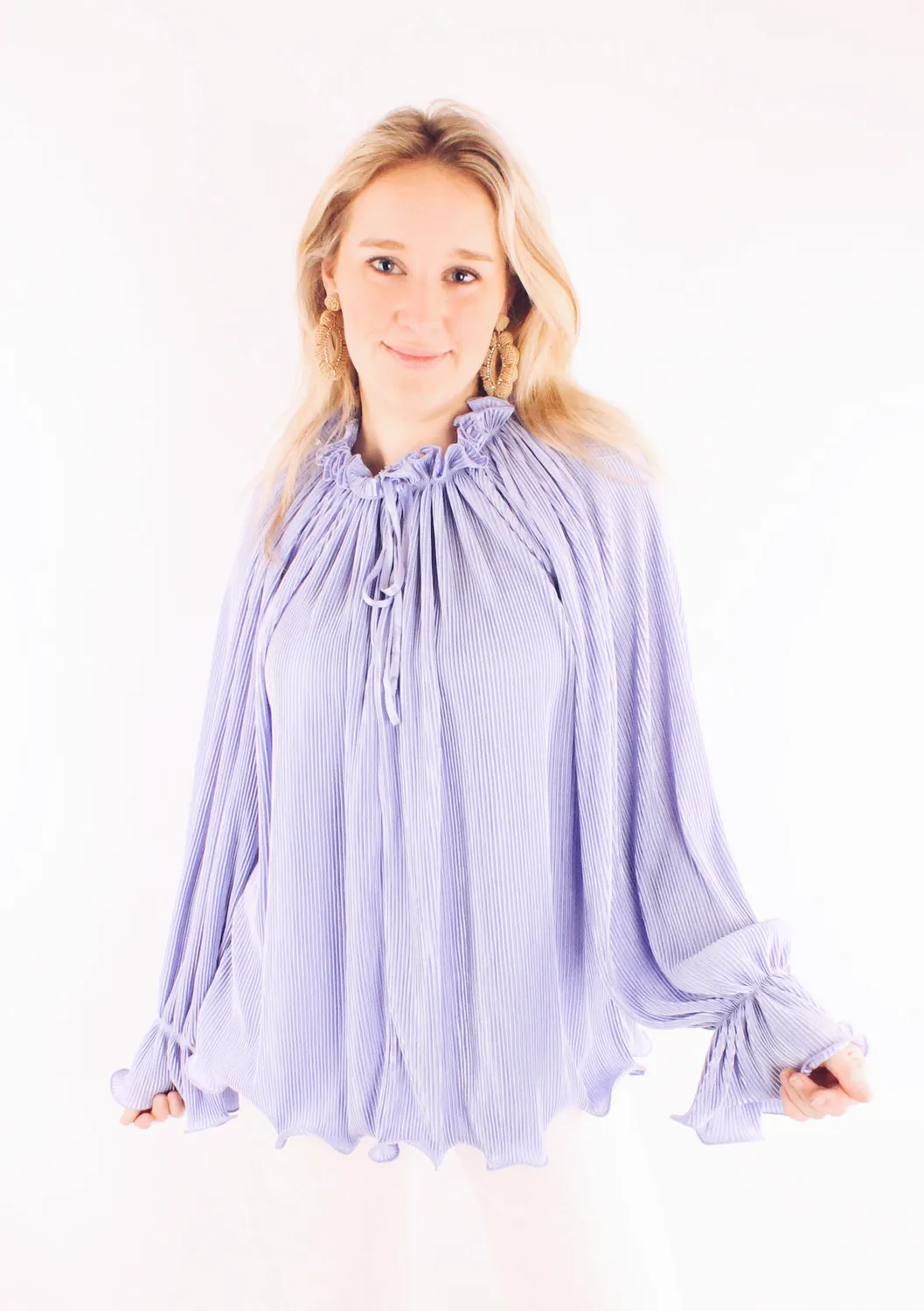LOVEDRUNKY Plissé blouse lila ruffle loose fit