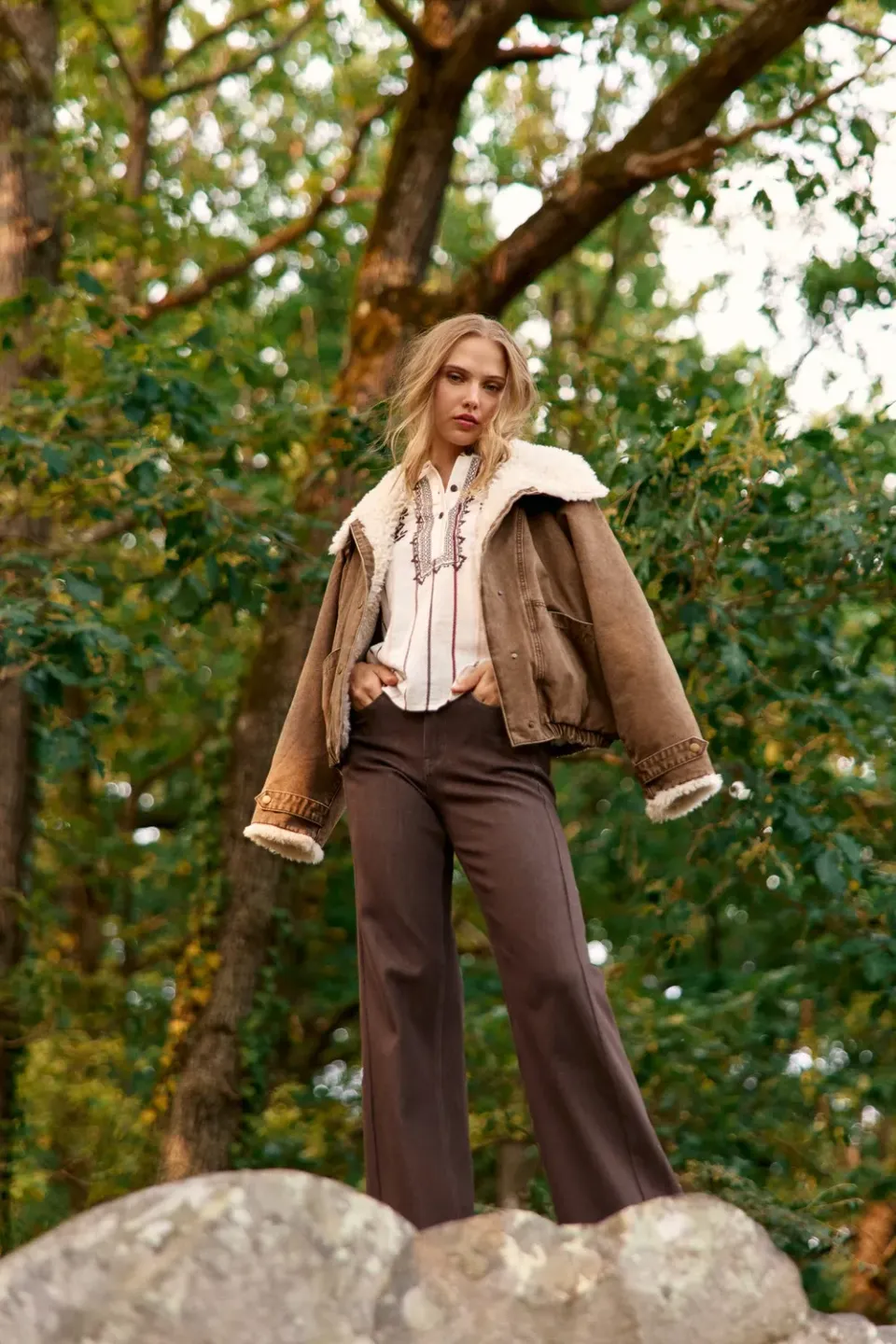 La Petite Etoile Nelan mantel bruin oversized bont