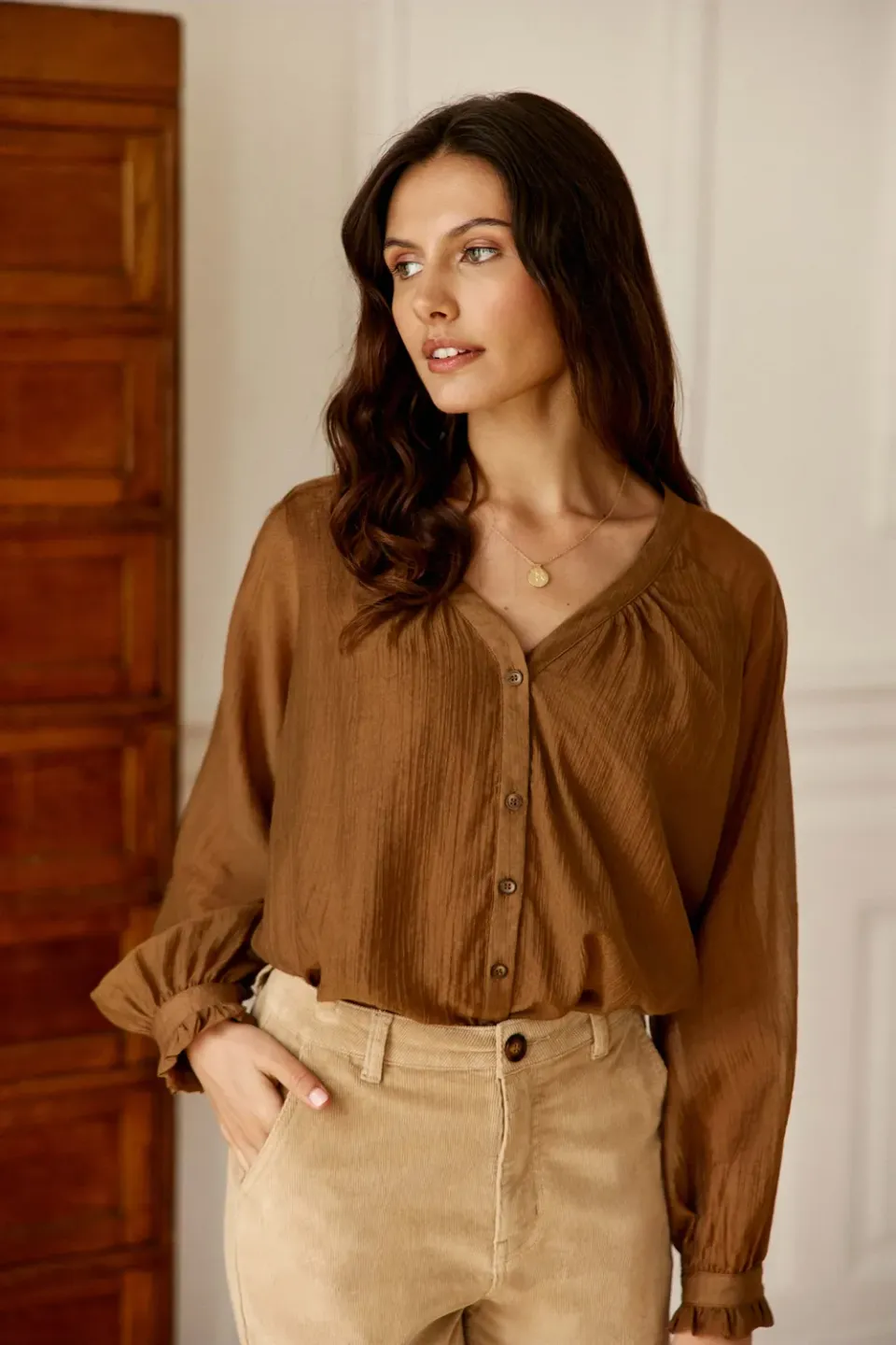 La Petite Etoile Bertino blouse camel wijd