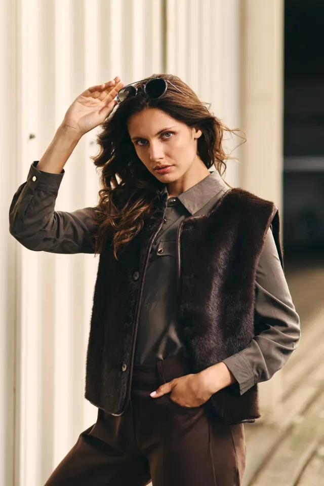 La Petite Etoile Vonia bodywarmer bruin omkeerbaar