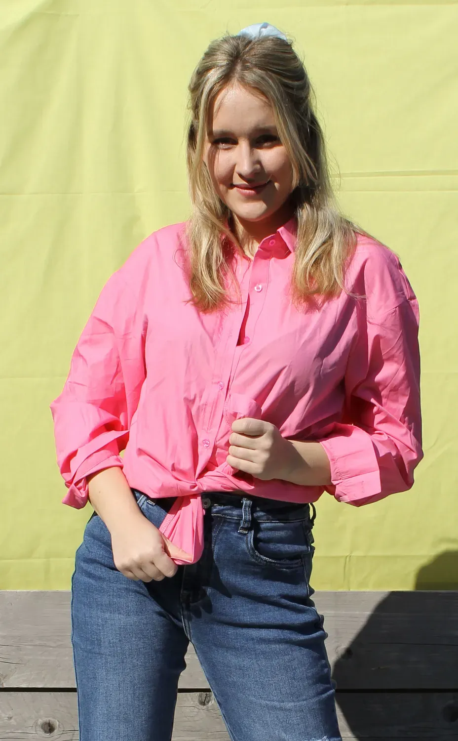LOVEDRUNKY Blouse Basic blouse roze met kraag