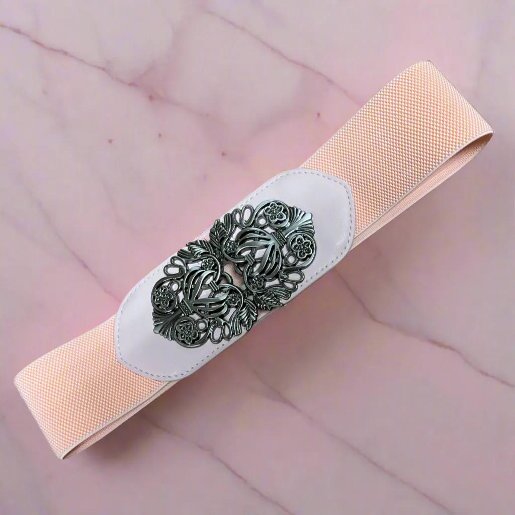 Tatyana Floral Filigree riem roze stretch