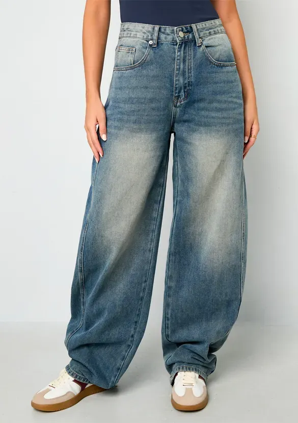 LOVEDRUNKY Balloon Fit jeans blauw high waist