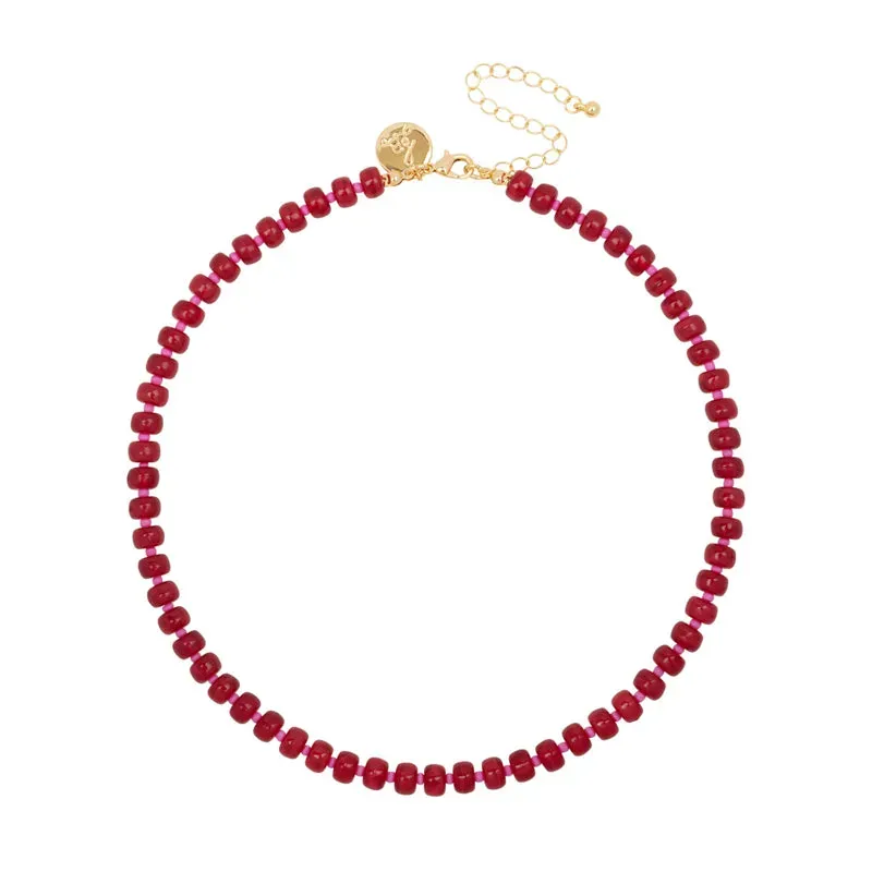 Amiek Ruby Necklace ketting rood kralen