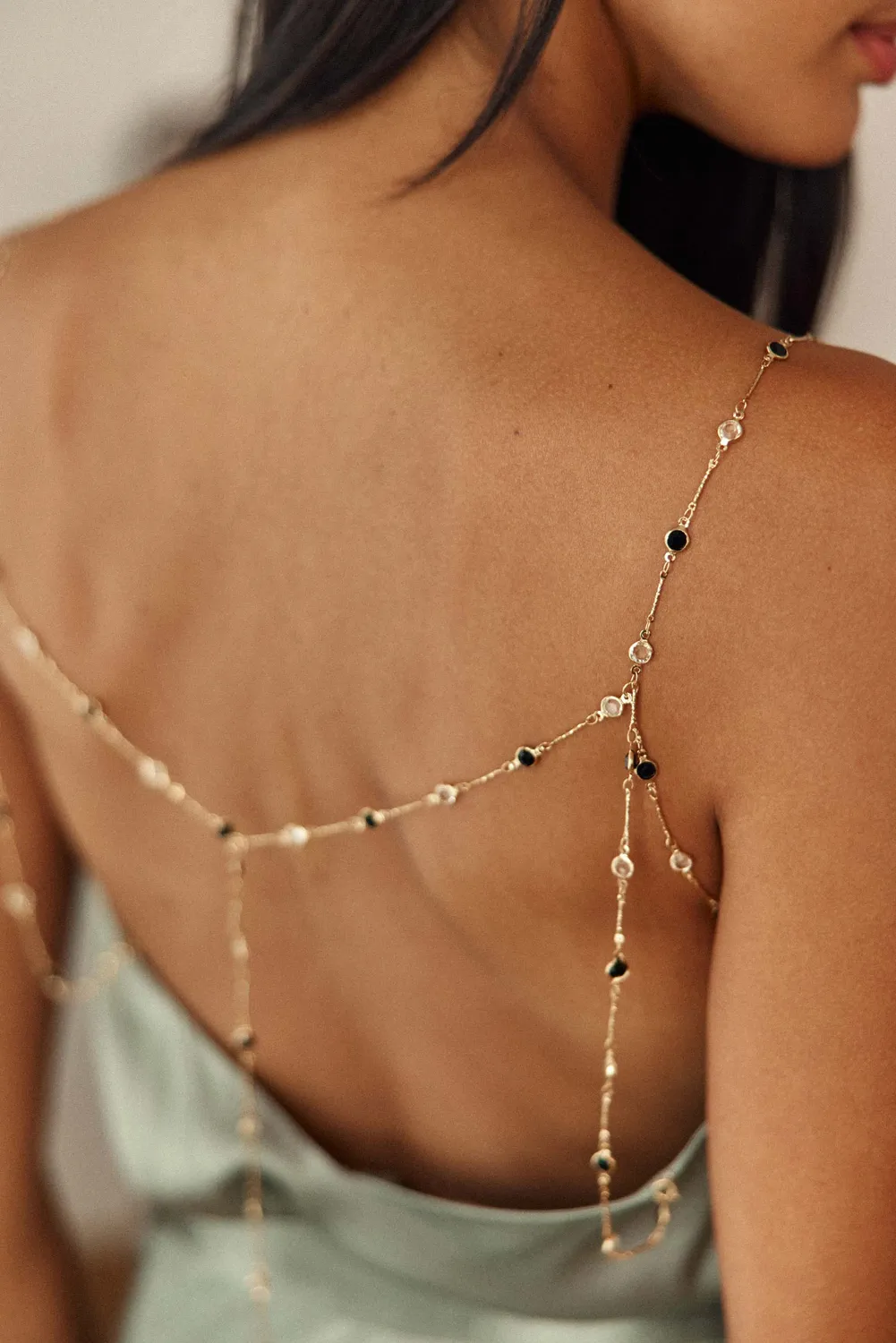 La Petite Etoile Dara top amandelgroen gouden ketting