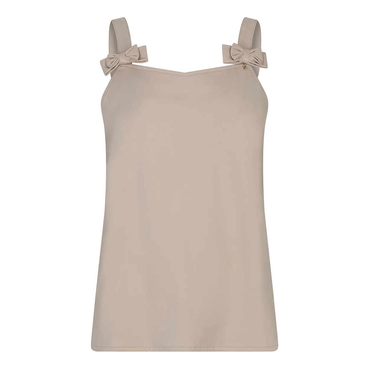 Laboutiek Amie Top taupe v-hals strikbandjes