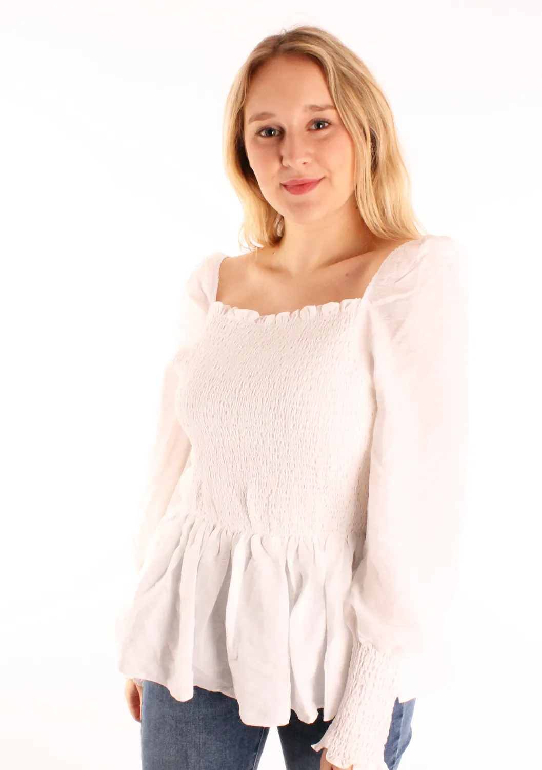 LOVEDRUNKY Smock blouse wit met smock en ruffle