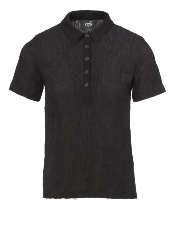 Seniorenkleding Krinkel polo zwart korte mouw