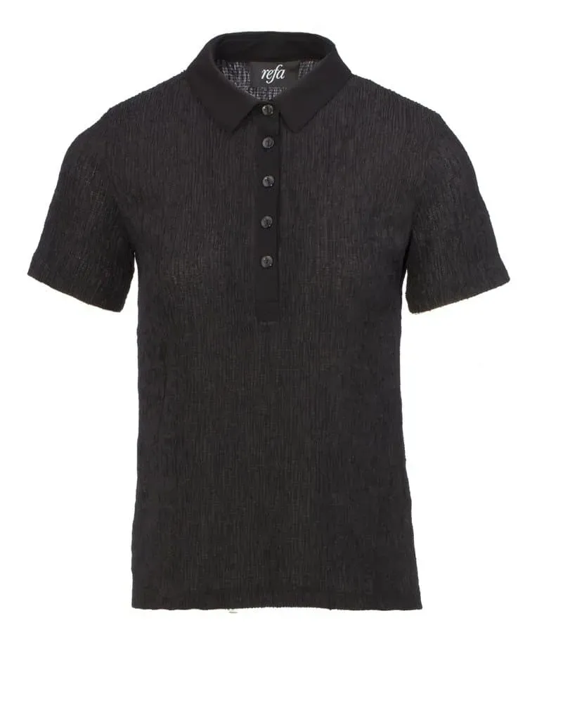 Seniorenkleding Krinkel polo zwart korte mouw