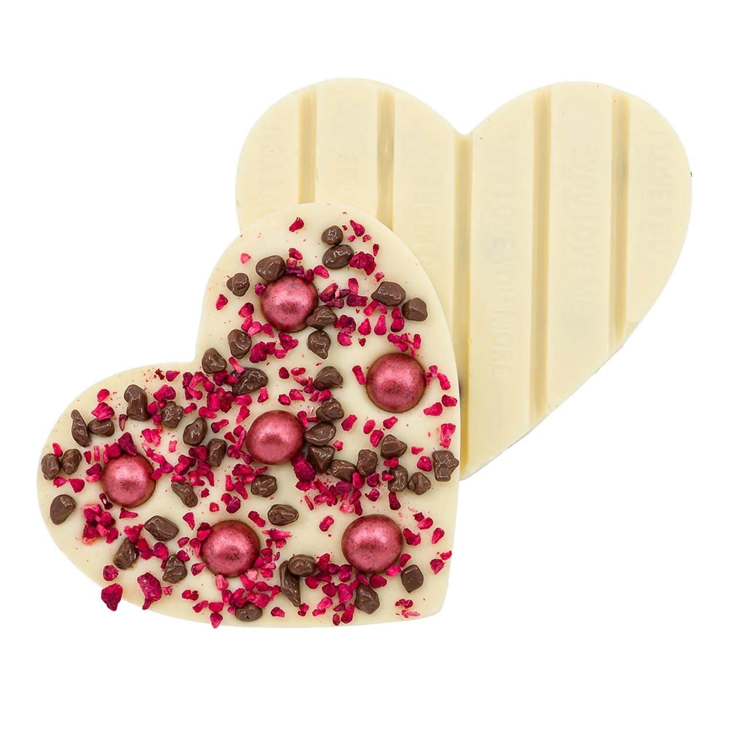 Love in a Box Valentijn witte chocolade hart 110g framboos
