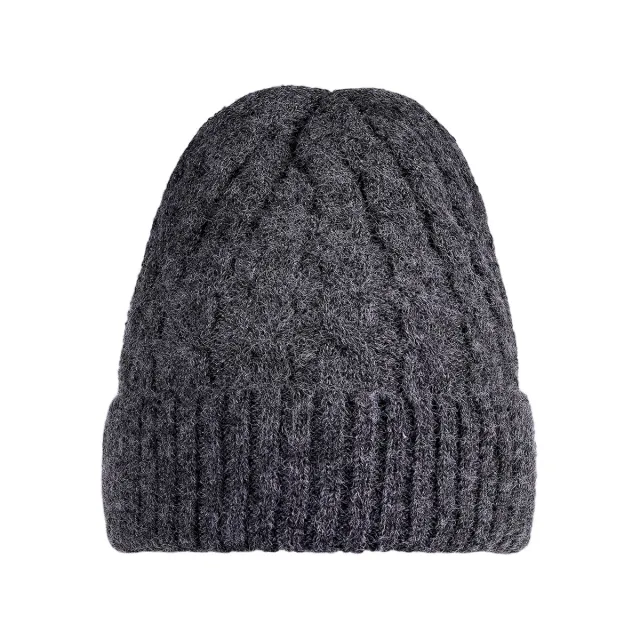 LOVEDRUNKY Knit beanie grijs 23x22 cm gebreid