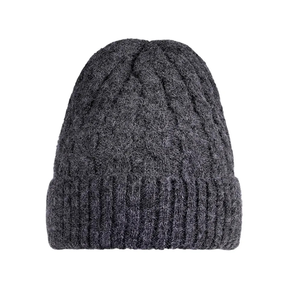 LOVEDRUNKY Knit beanie grijs 23x22 cm gebreid