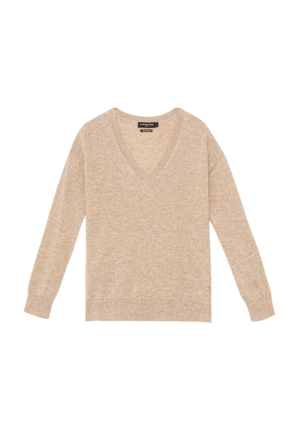 La Petite Etoile Melya trui kasjmier camel V-hals
