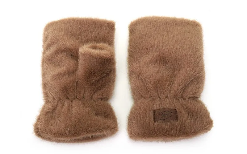 Amiek Lasa wanten taupe fluffy teddy