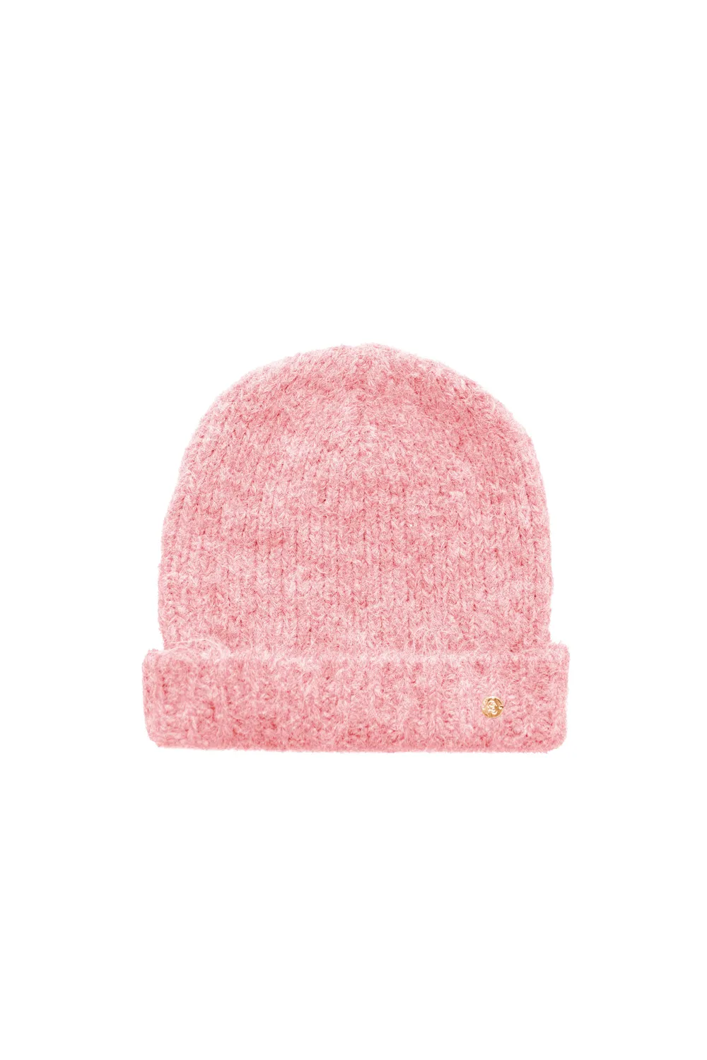 La Petite Etoile Avel gebreide muts roze met omslag