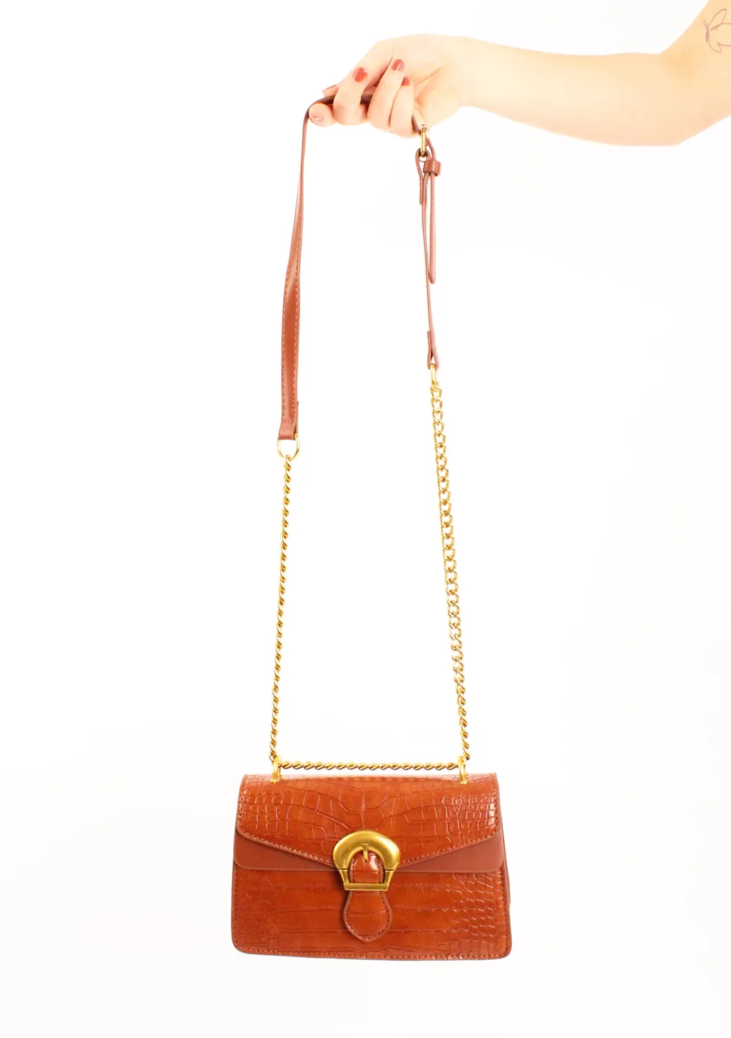 LOVEDRUNKY Croco Crossbody schoudertas Bruin 22 cm