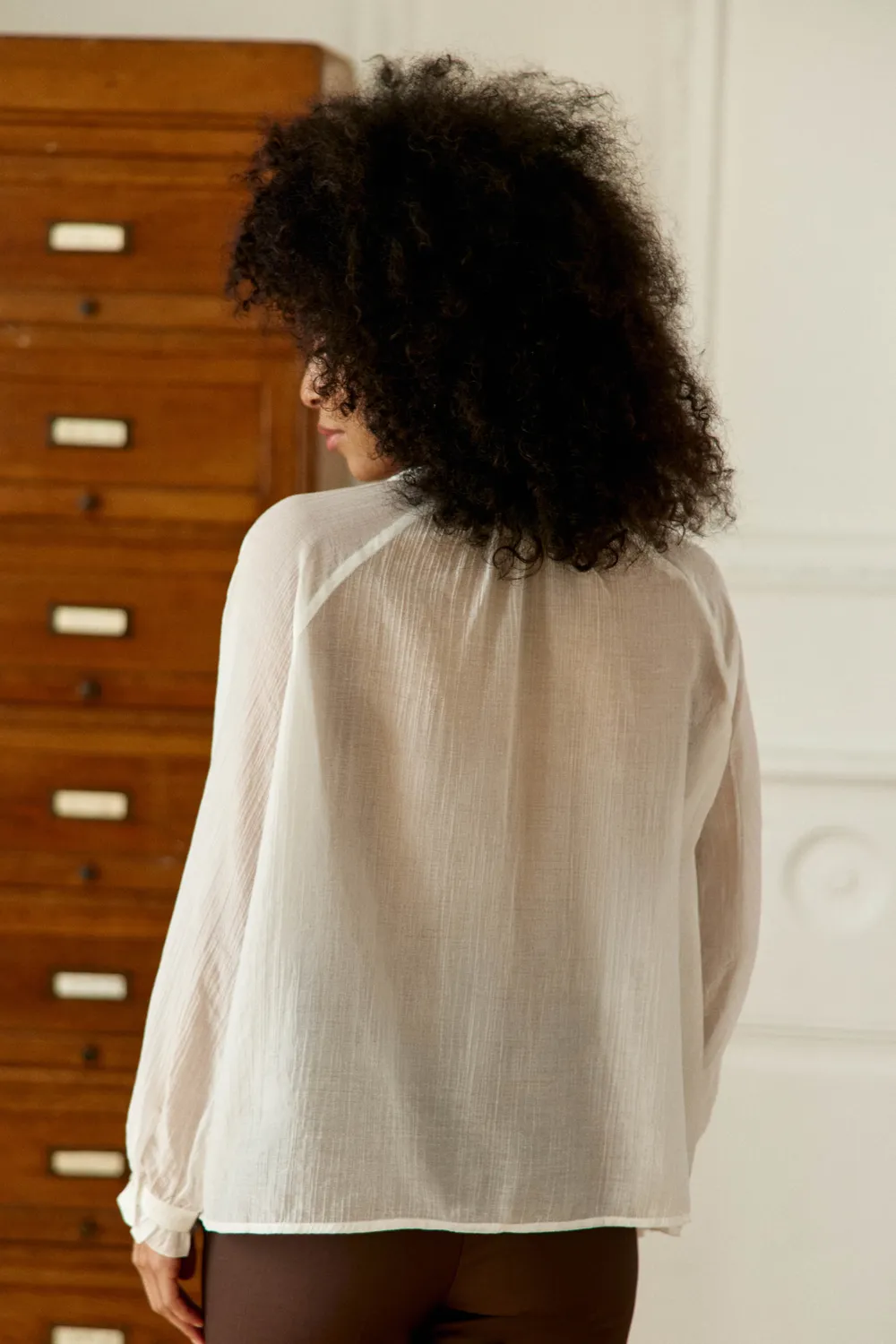 La Petite Etoile Bertino blouse ecru ruim transparant