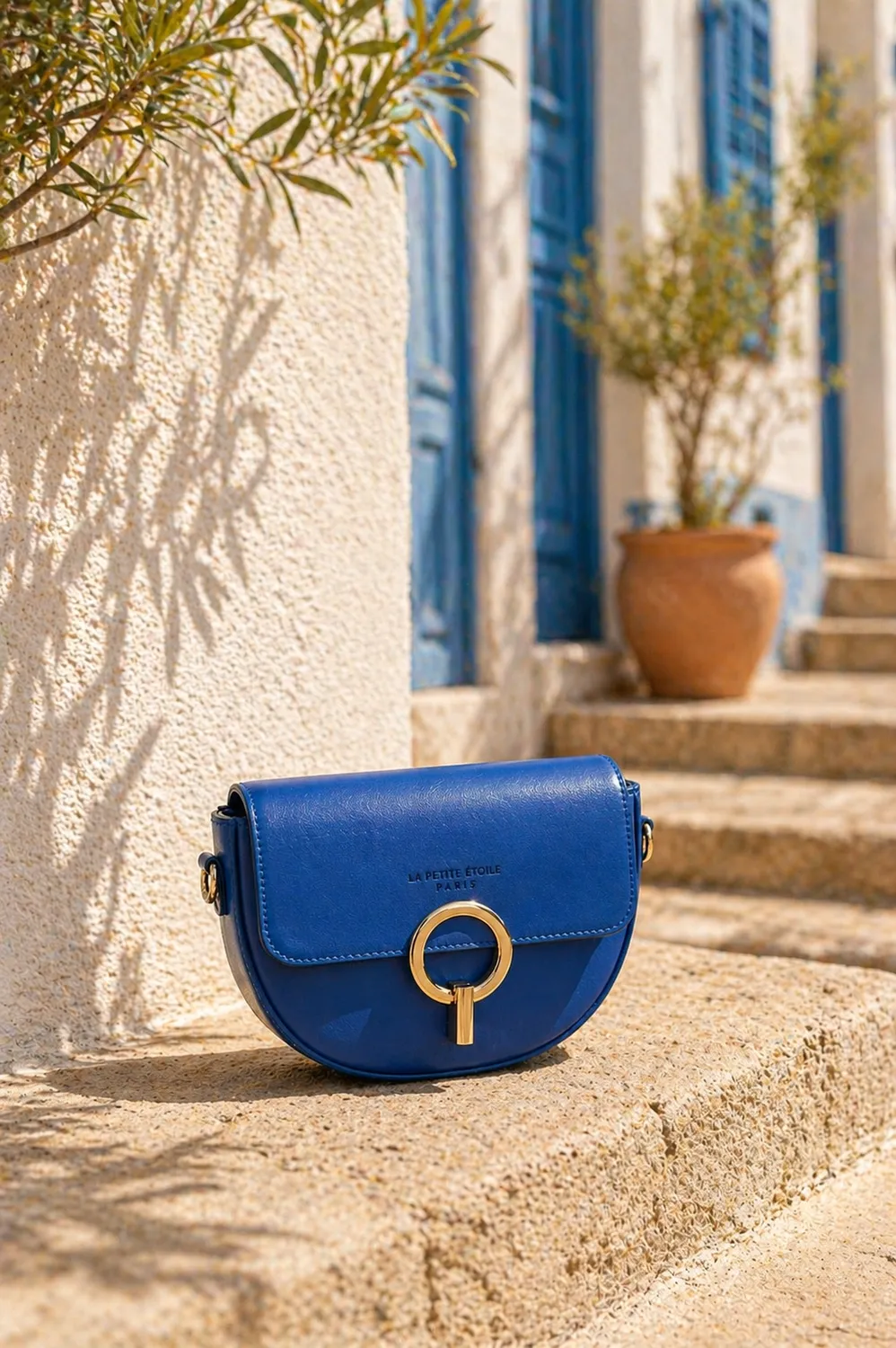 La Petite Etoile Jim leren tas blauw leer