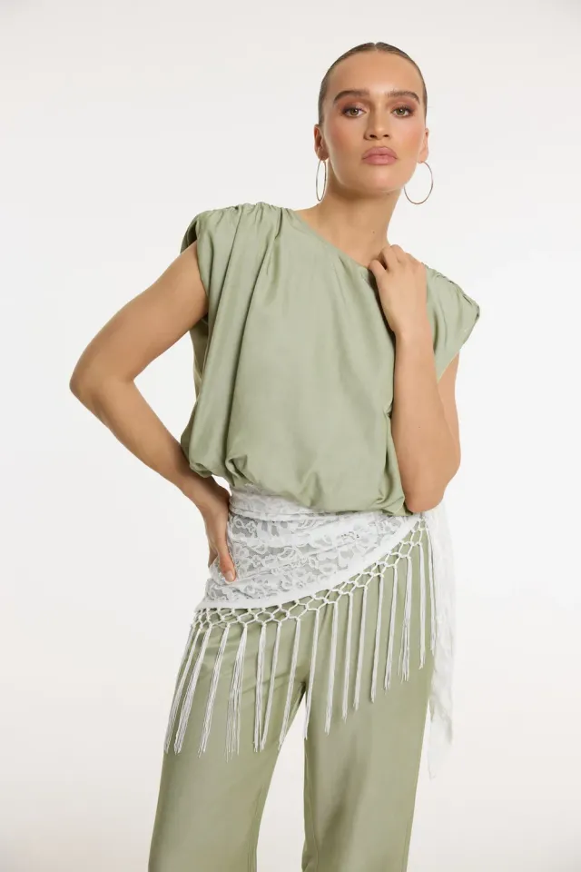 Refined Department Carry sjaal wit kant met franjes