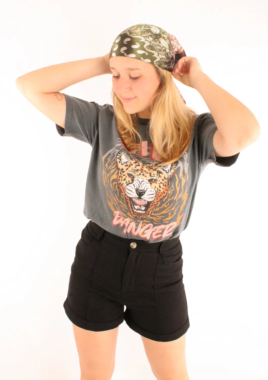 LOVEDRUNKY Wild Danger T-shirt grijs verwassen