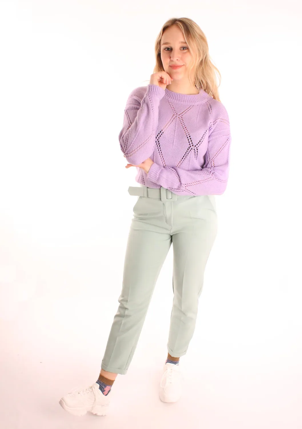 LOVEDRUNKY Casual pantalon mint – high waist