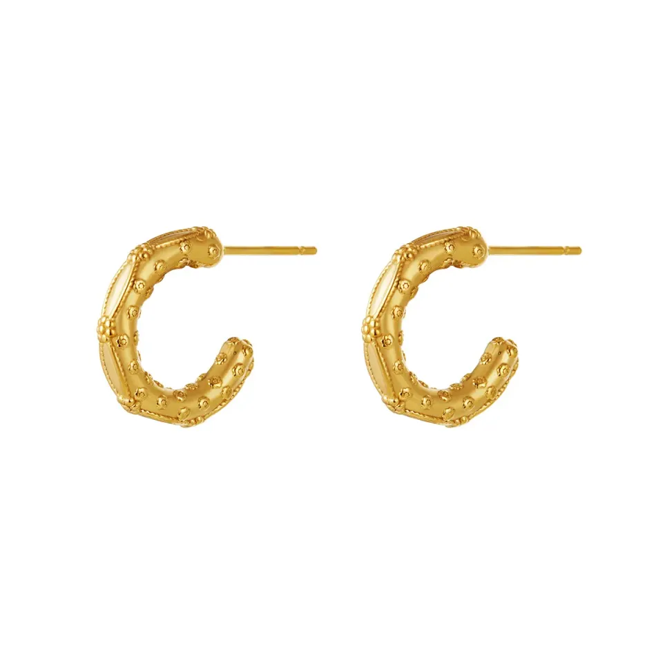 LOVEDRUNKY Steel oorbellen goud 1,9 cm detail