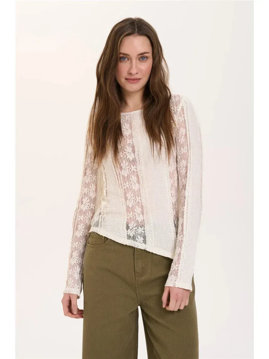 Amiek 24c Top Jaylin Top Wit doorschijnend bloem