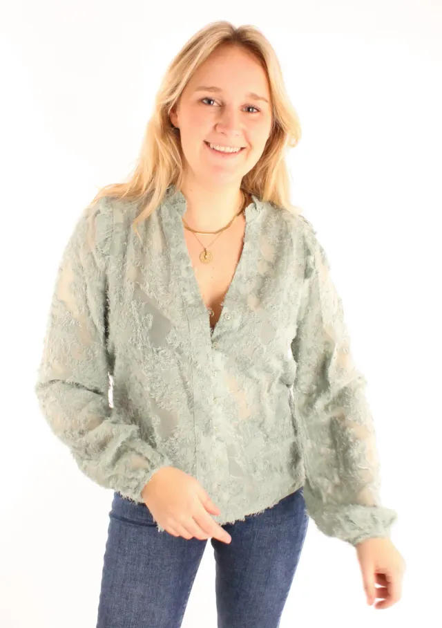 LOVEDRUNKY Feather Blouse Groen Bloemendessin