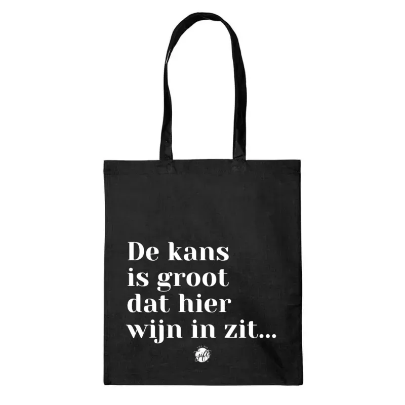 Amiek De kans is groot katoenen tas zwart