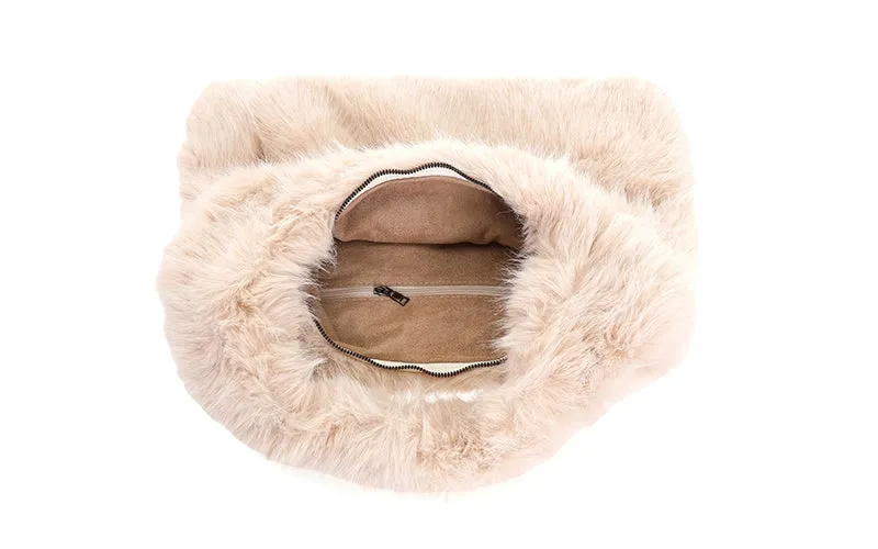 Amiek Verena Shopper tas naturel faux fur