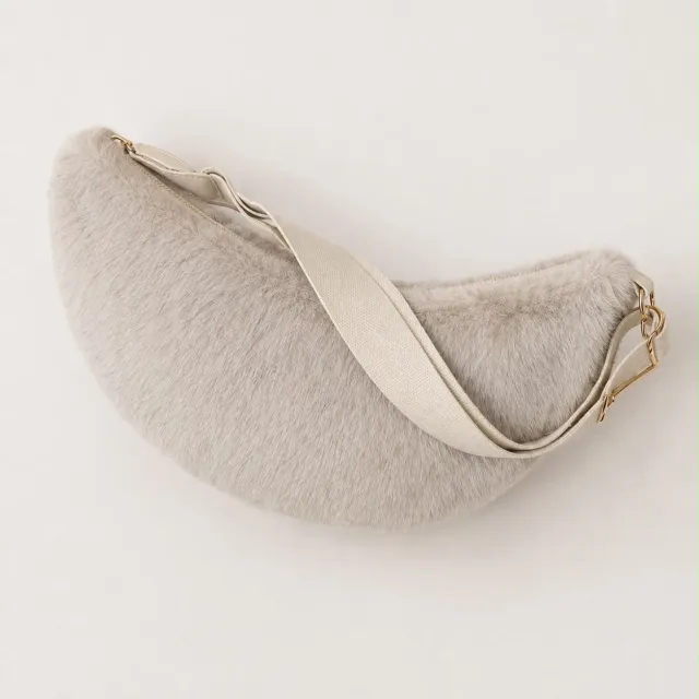 Amiek Fluffy Moon Bag schoudertas beige