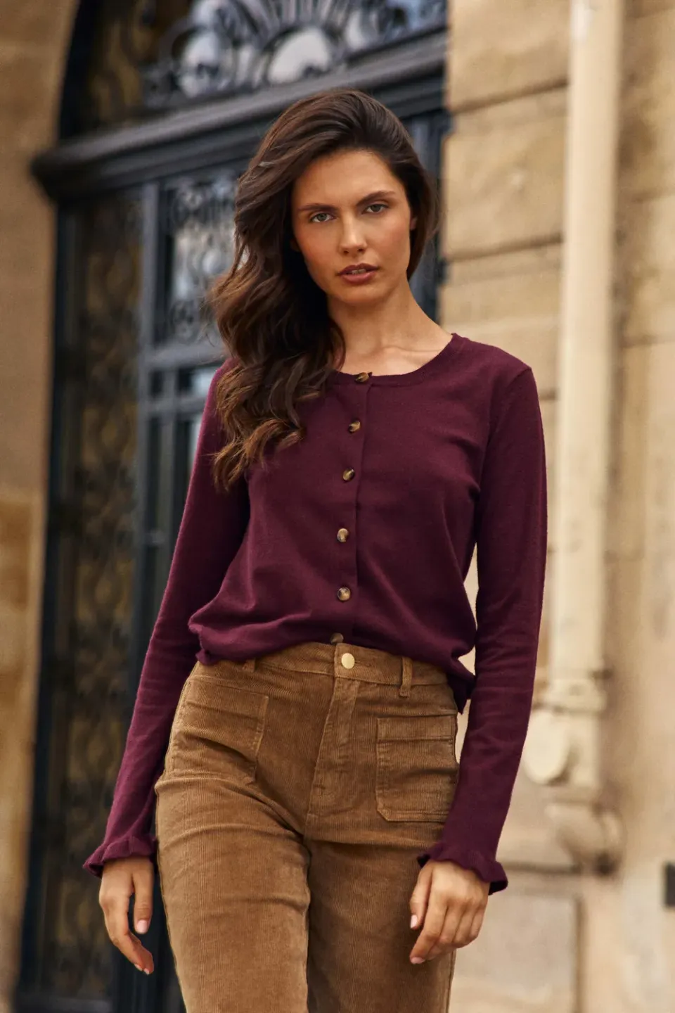 La Petite Etoile Monet vest bordeaux gebreid