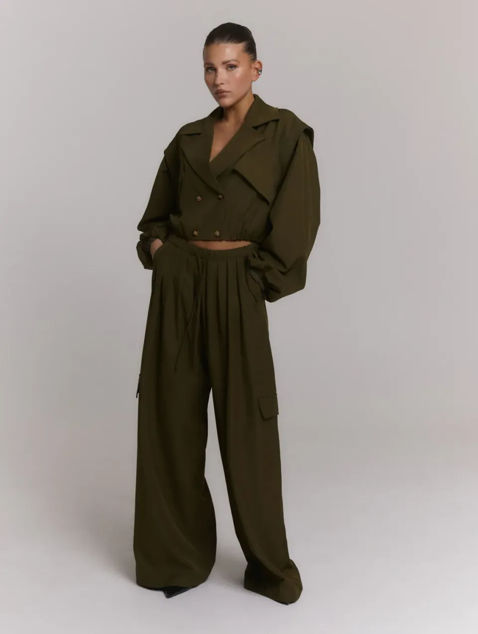 Amiek Mila cargo broek army groen