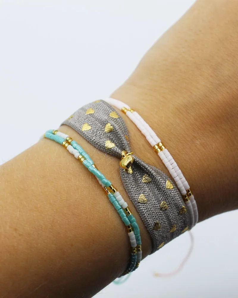 LOVEDRUNKY Stretch armband hart goud kralen