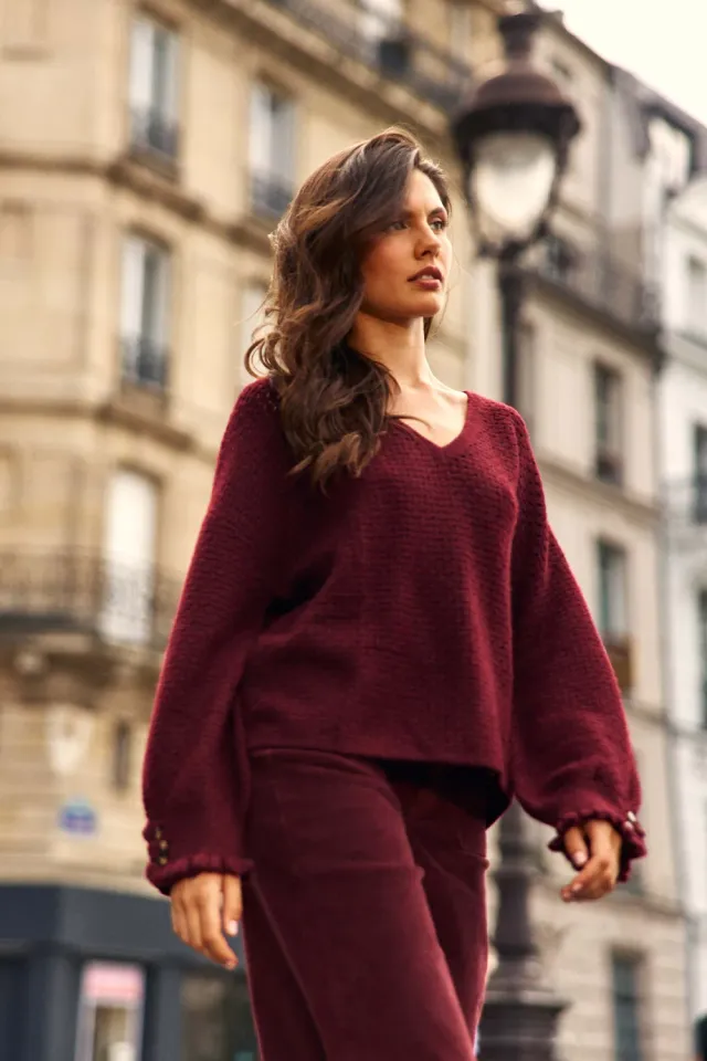 La Petite Etoile Mandine trui bordeaux ajour