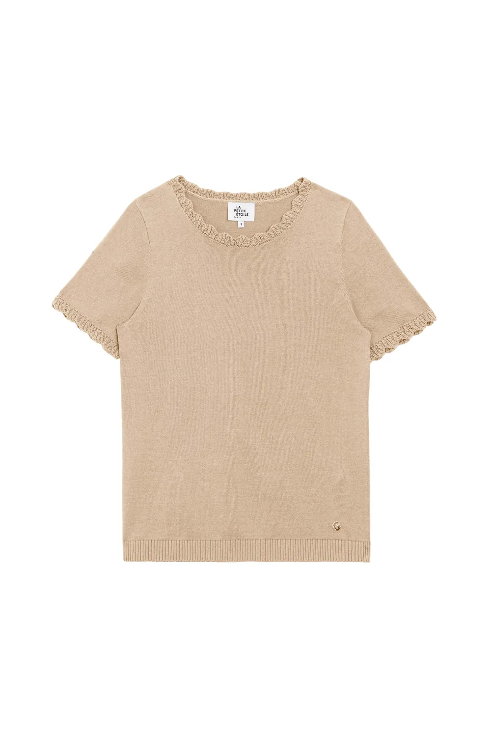 La Petite Etoile Melinda top gebreid beige ajour