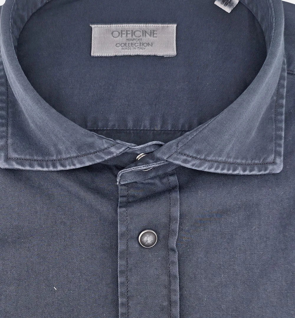 Officine Napoli Niko 1379 164 overhemd navy katoen