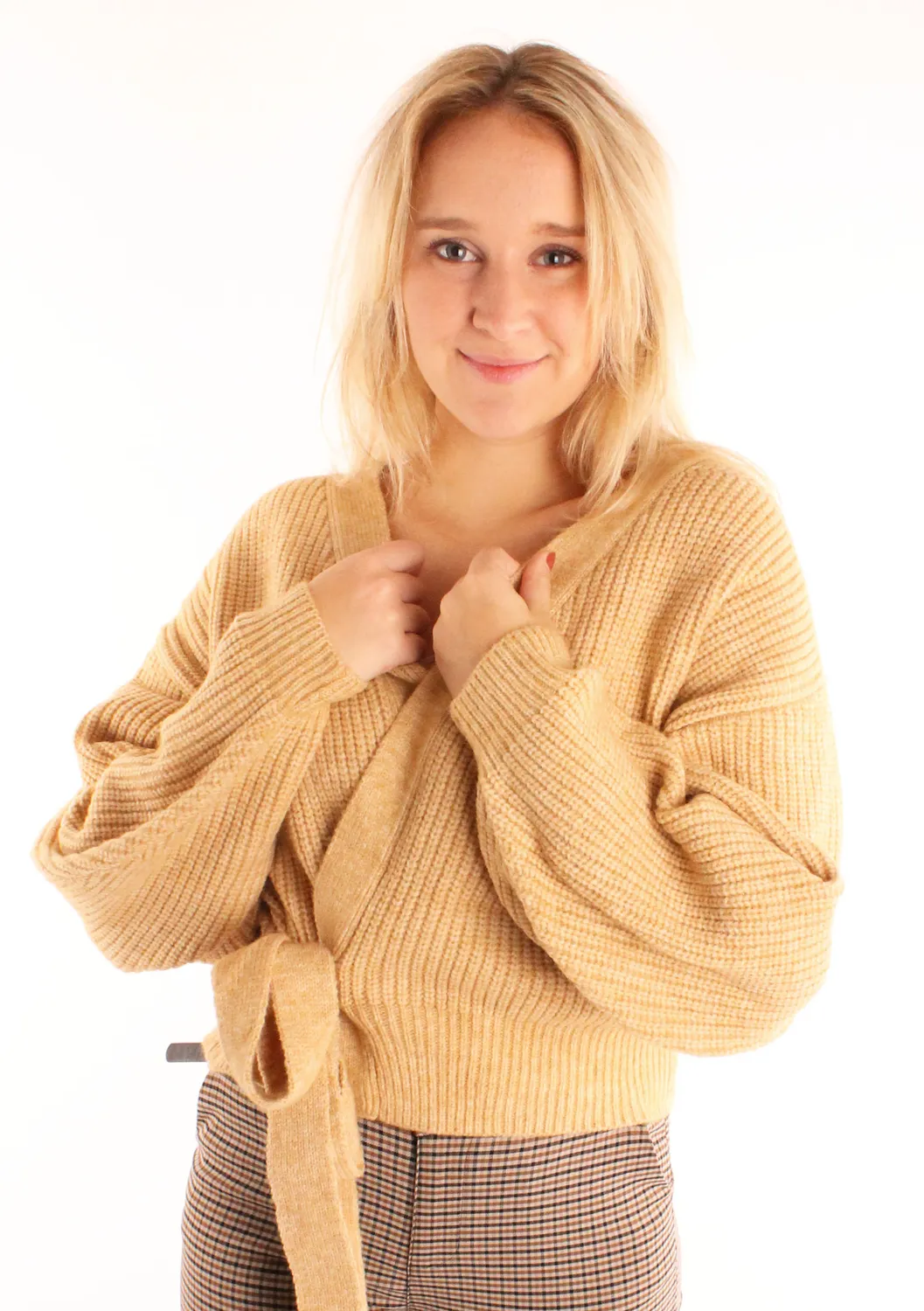 LOVEDRUNKY Wikkelvest vest beige strik one size