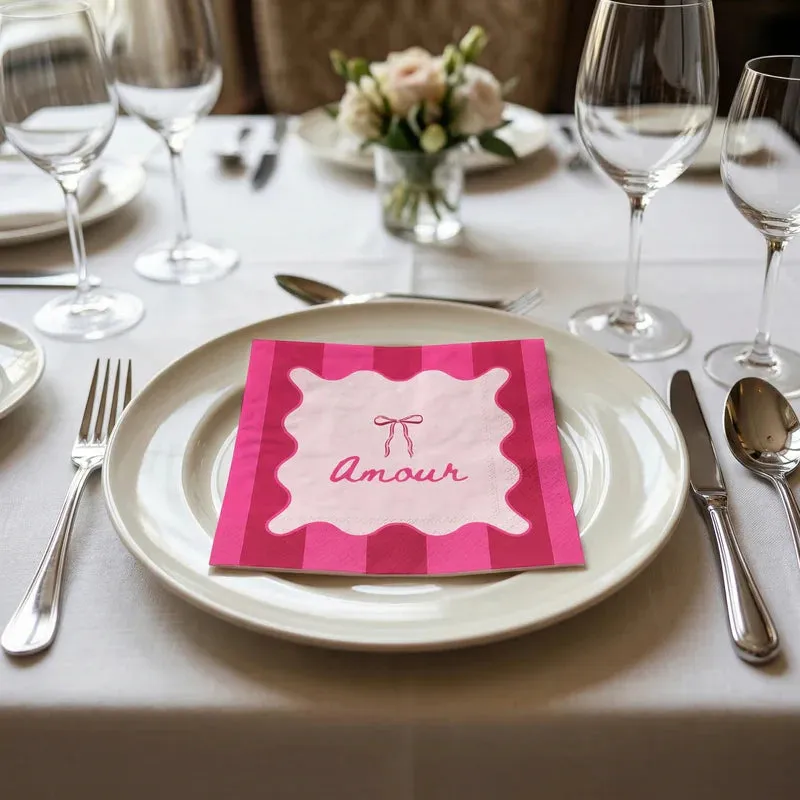 Amiek Amour servetten rood roze 20 stuks